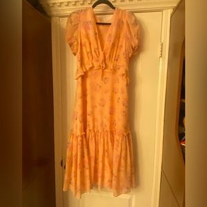 Loveshackfancy size 12 pink floral Midi summer dress